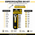 JOGO DE CHAVE CATRACA COM SOQUETES E BITS 19 PEÇAS STARTOOLS