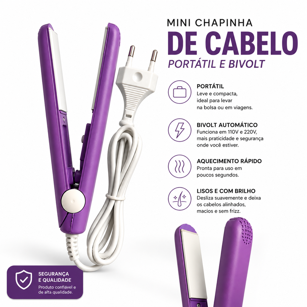 Mini Chapinha De Cabelo Portátil Bivolt