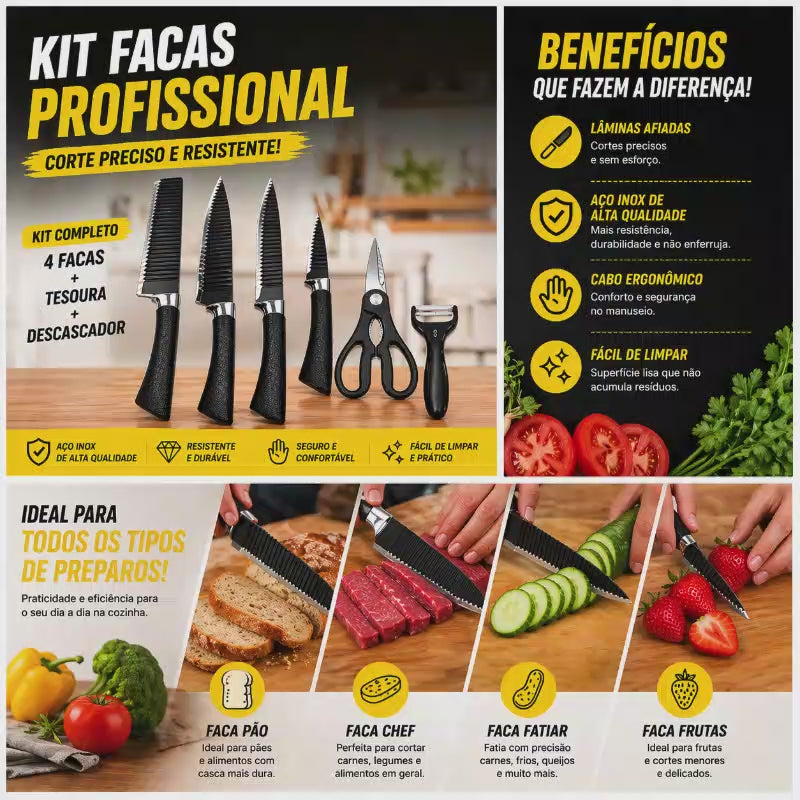 KIT FACAS LUATEK – QUALIDADE E PRECISÃO NA SUA COZINHA!