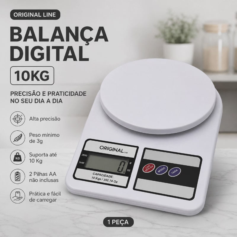 BALANÇA DIGITAL 10KG COZINHA PROFISSIONAL ALTA PRECISÃO 1G